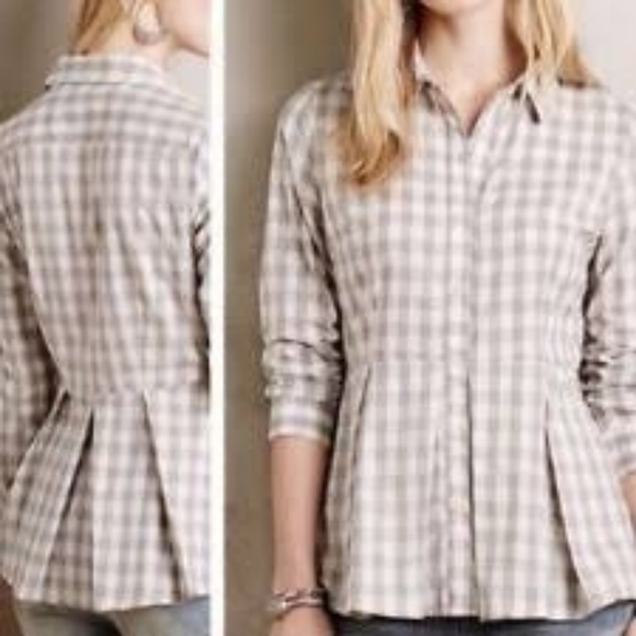 Anthropologie Tops - Anthropologie Tylho Pleated Peplum Button Down